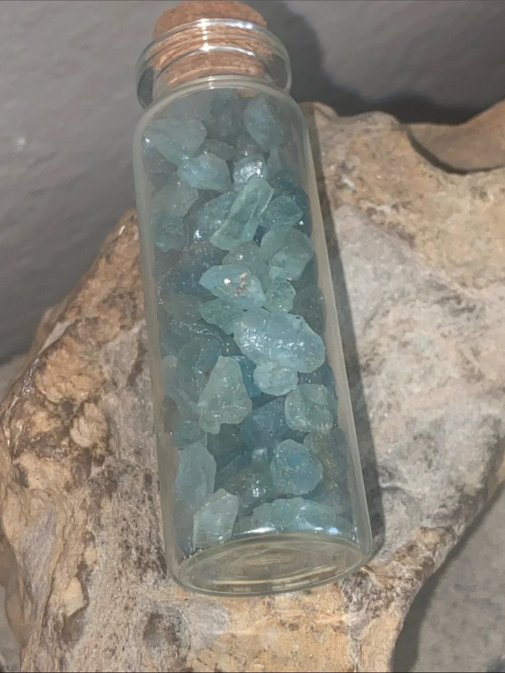 5/$10❤️❤️❤️Natural Aqua Marine Stones in Bottle
